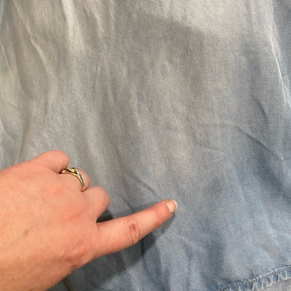 Chambray dress embroidered bodice ties at back size small - Picture 7 of 8